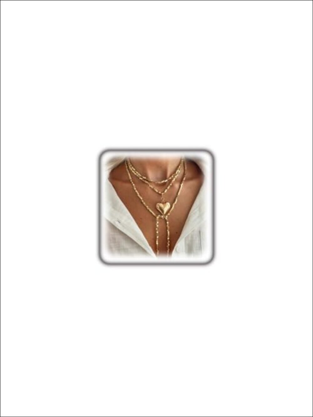 Gold Chunky Heart Layered Necklace Women Puffy Heart Wrapped Chain Choker